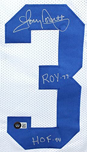 Tony Dorsett Autographed White Pro Style Jersey w/ 5 Inscriptions- Beckett W Silver - 757 Sports Collectibles