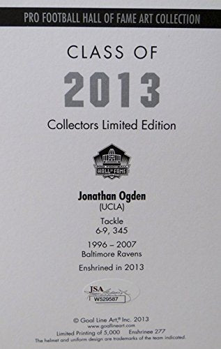 Jonathan Ogden HOF Autographed Baltimore Ravens Goal Line Art Card- JSA Auth - 757 Sports Collectibles