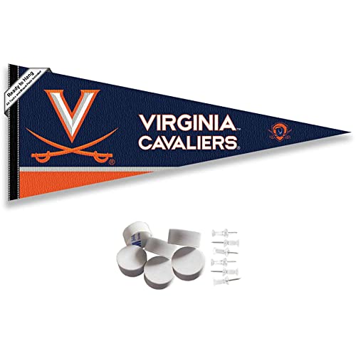 Virginia Cavaliers Wordmark Pennant Flag and Wall Tack Mount Pads - 757 Sports Collectibles