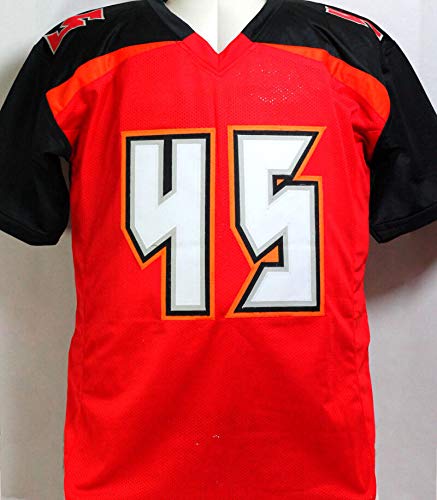 Devin White Autographed Red/Black Pro Style Jersey- Beckett Witnessed 4 - 757 Sports Collectibles