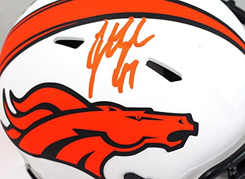 John Lynch Autographed Denver Broncos Lunar Mini Helmet- Beckett W Orange - 757 Sports Collectibles