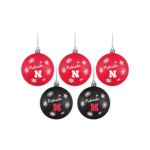 FOCO Nebraska Cornhuskers NCAA 5 Pack Shatterproof Ball Ornament Set - 757 Sports Collectibles