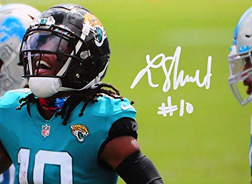 Laviska Shenault Autographed Jaguars Celebrating 8x10 HM Photo- Beckett W White - 757 Sports Collectibles