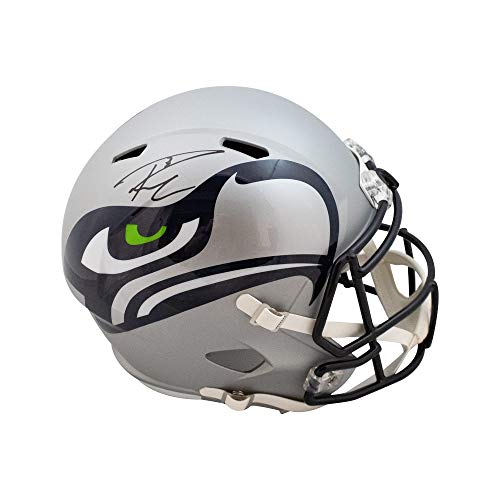 Russell Wilson Autographed Seahawks AMP Replica Full-Size Football Helmet - BAS COA - 757 Sports Collectibles