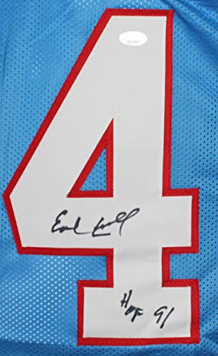 Earl Campbell Autographed Blue Pro Style Stat 4 Jersey With HOF- JSA W Black - 757 Sports Collectibles