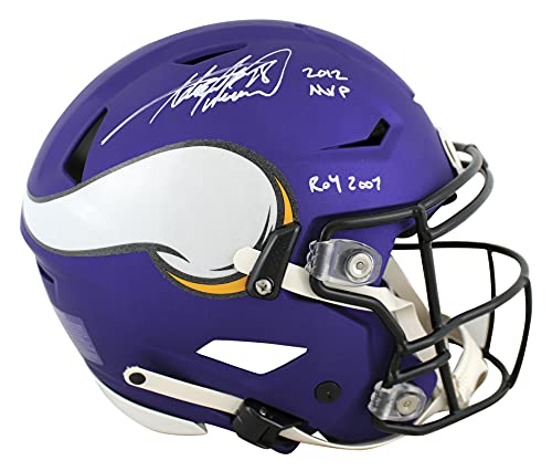 Vikings Adrian Peterson"2x Insc" Signed Speed Flex Full Size Helmet BAS Witness - 757 Sports Collectibles