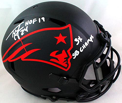Ty Law Autographed Patriots Authentic Eclipse FS Helmet w/ 2 Insc- Beckett W Silver - 757 Sports Collectibles