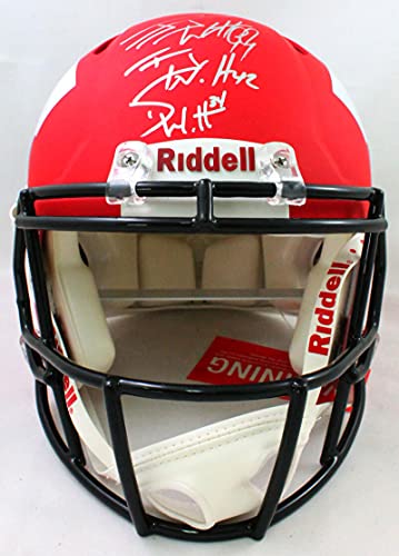 Derek/TJ/JJ Watt Signed Wisconsin Badgers Amp Speed Authentic Helmet- JSA W Auth Silver - 757 Sports Collectibles