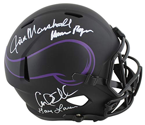 Vikings Purple People Eaters (4) Signed Eclipse Full Size Speed Rep Helmet BAS - 757 Sports Collectibles