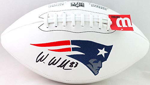 Wes Welker Autographed NE Patriots Wilson Logo Football- Beckett W Black - 757 Sports Collectibles