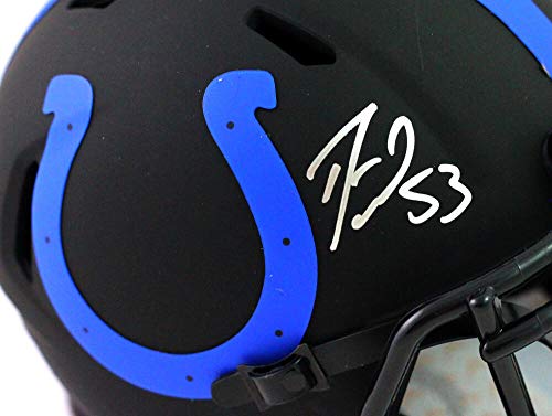 Darius Leonard Autographed Colts Eclipse Speed Mini Helmet- Beckett W Silver - 757 Sports Collectibles