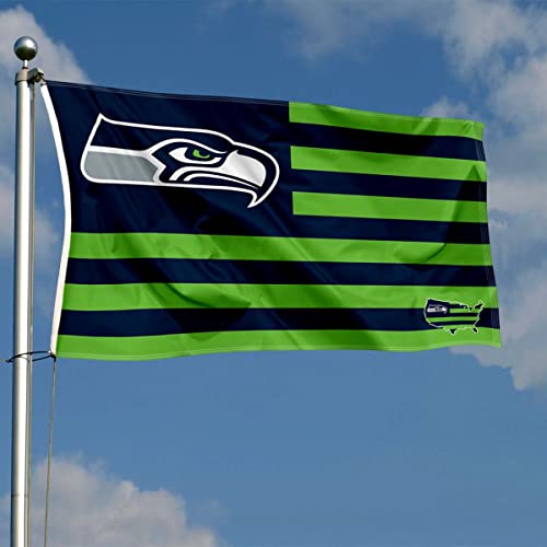 WinCraft Seattle Seahawks USA American Nation Stripes 3x5 Grommet Flag - 757 Sports Collectibles