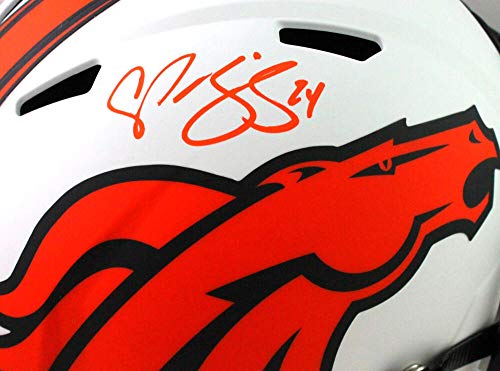 Champ Bailey Autographed Denver Broncos F/S Lunar Speed Helmet- Beckett WOrange - 757 Sports Collectibles