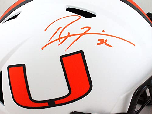 Ray Lewis Autographed Miami Hurricanes Lunar Speed Helmet- Beckett W Orange - 757 Sports Collectibles