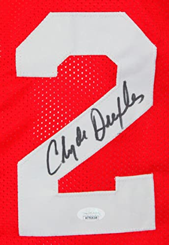 Clyde Drexler Autographed Red Pro Style Jersey- JSA W Black - 757 Sports Collectibles