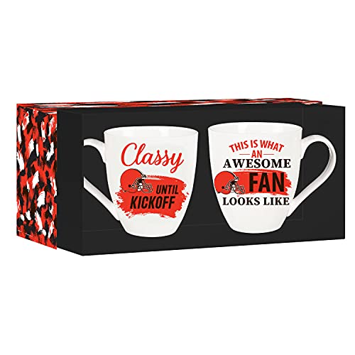 Team Sports America Cleveland Browns, Ceramic Cup O'Java 17oz Gift Set - 757 Sports Collectibles