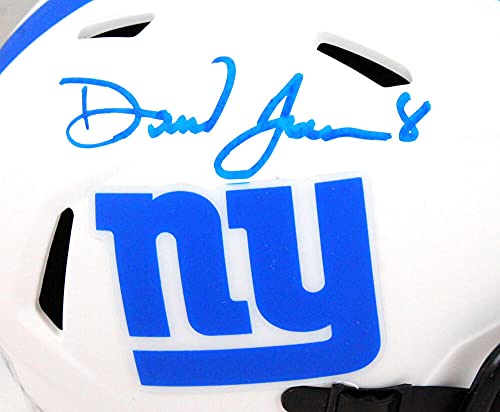 Daniel Jones Autographed New York Giants Lunar Speed Mini Helmet- Beckett WBlue - 757 Sports Collectibles