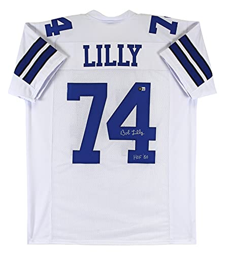 Bob Lilly"HOF 80" Authentic Signed White Pro Style Jersey BAS Witnessed - 757 Sports Collectibles