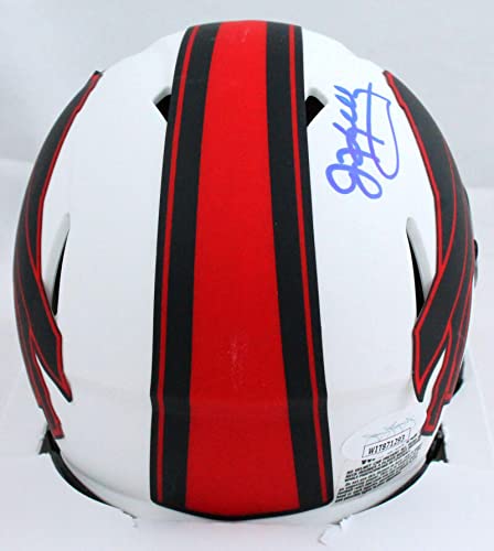 Jim Kelly Autographed Buffalo Bills Lunar Speed Mini Helmet - JSA W Blue - 757 Sports Collectibles
