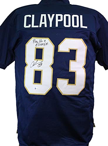 Chase Claypool Autographed Navy College Style Jersey w/PLACT- Beckett W Black - 757 Sports Collectibles