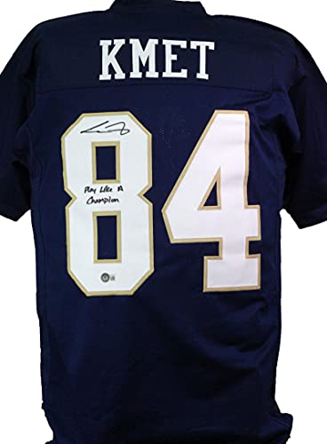 Cole Kmet Autographed Blue College Style Jersey w/PLACT - Beckett W Black - 757 Sports Collectibles