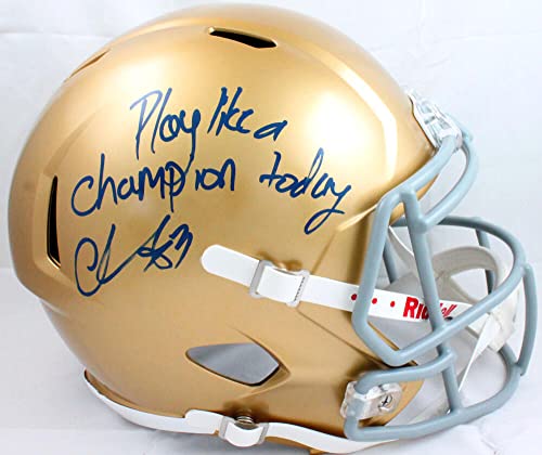 Chase Claypool Autographed Notre Dame F/S Speed Helmet w/Insc.-Beckett W Hologram Blue - 757 Sports Collectibles