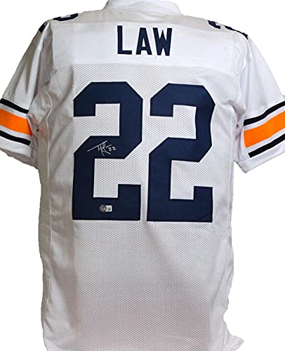 Ty Law Autographed White College Style Jersey- Beckett W Silver - 757 Sports Collectibles