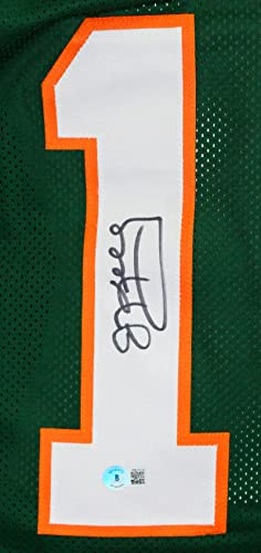 Jim Kelly Autographed Green College Style Jersey-Beckett W Hologram Black - 757 Sports Collectibles