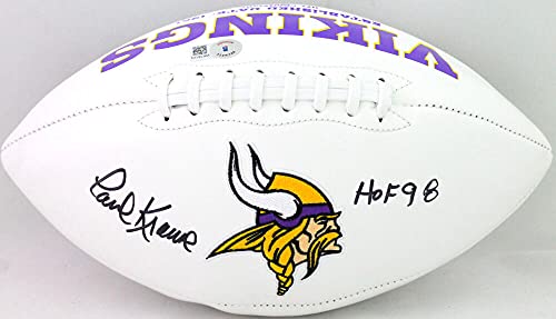 Paul Krause Autographed Minnesota Vikings Logo Football W/HOF- Beckett W Black - 757 Sports Collectibles