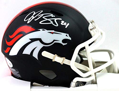 Champ Bailey Signed Broncos Flat Black Speed Mini Helmet - Beckett W Silver - 757 Sports Collectibles