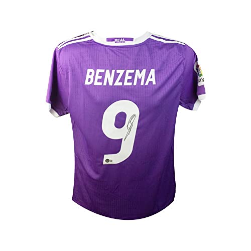 Karim Benzema Autographed Madrid Purple Soccer Jersey - BAS COA (Silver Ink) - 757 Sports Collectibles