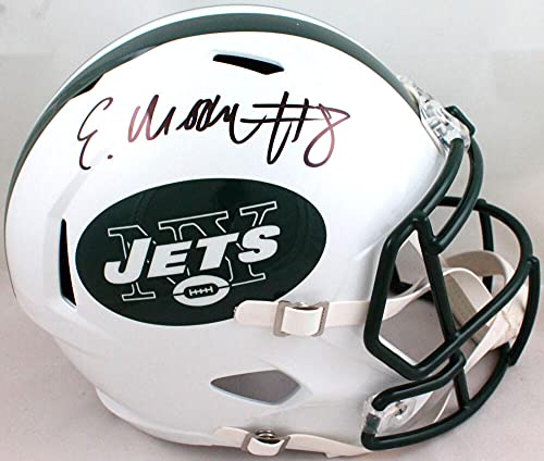 Elijah Moore Autographed New York Jets T/B F/S Speed Helmet-Beckett W Hologram Black - 757 Sports Collectibles