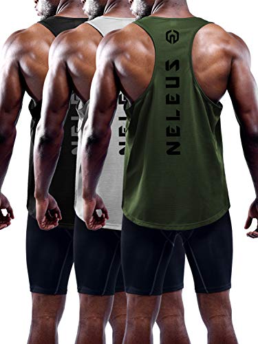 Neleus Men's 3 Pack Dry Fit Workout Gym Muscle Tank Tops,5031,Black,Grey,Olive Green,XL,EU 2XL - 757 Sports Collectibles