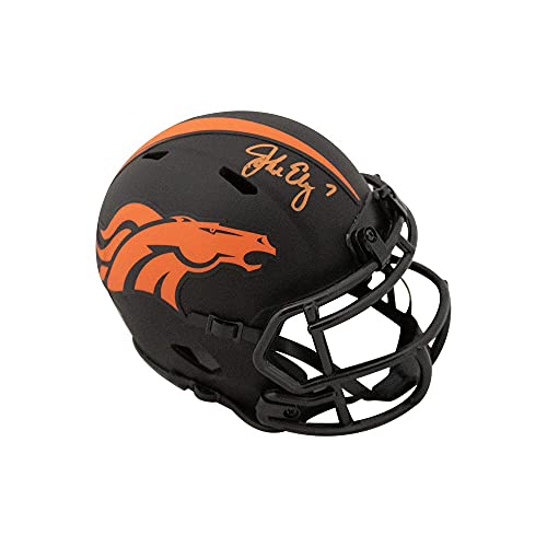 John Elway Autographed Denver Broncos Eclipse Mini Football Helmet - BAS COA - 757 Sports Collectibles