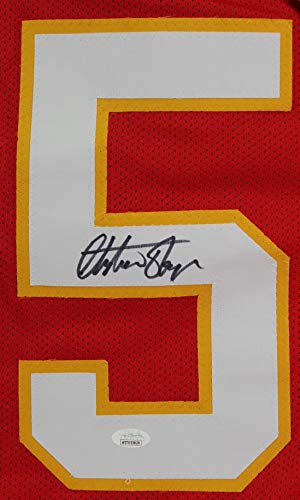 Christian Okoye Authentic Signed Red Pro Style Jersey Autographed JSA Witness - 757 Sports Collectibles