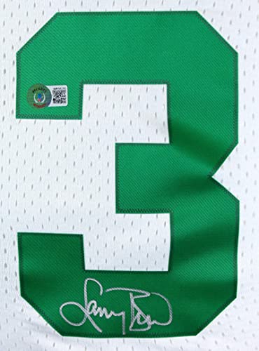 Larry Bird Autographed Celtics White Mitchell&Ness Hardwood Classic Swingman Jersey- Beckett W Hologram Silver - 757 Sports Collectibles