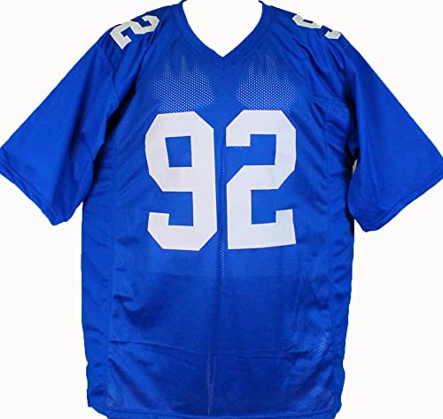Michael Strahan Autographed Blue STAT Pro Style Jersey-Beckett W Hologram - 757 Sports Collectibles