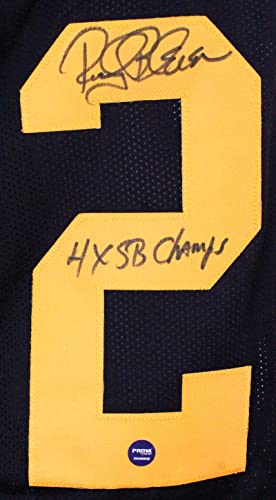 Rocky Bleier Autographed Black/Yellow # Pro Style Jersey w/ 4x SB Champs-Prova Black - 757 Sports Collectibles