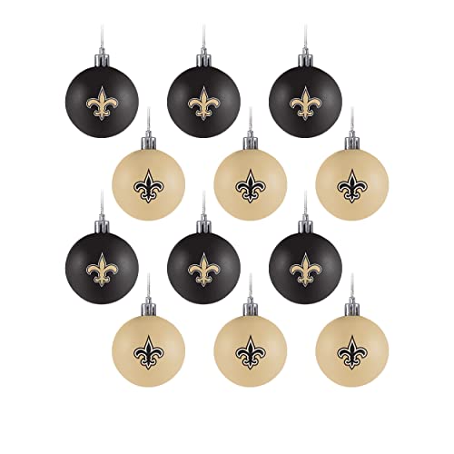 NFL New Orleans Saints 12 Pack Ball Hanging Tree Holiday Ornament Set12 Pack Ball Hanging Tree Holiday Ornament Set, Team Color, One Size - 757 Sports Collectibles