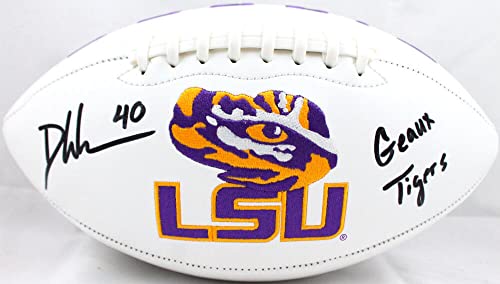 Devin White Autographed LSU Tigers Logo Football w/Insc.-Beckett W Hologram Black - 757 Sports Collectibles