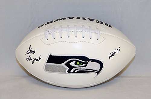 Steve Largent Autographed Seattle Seahawks Logo Football with HOF and JSA W Auth