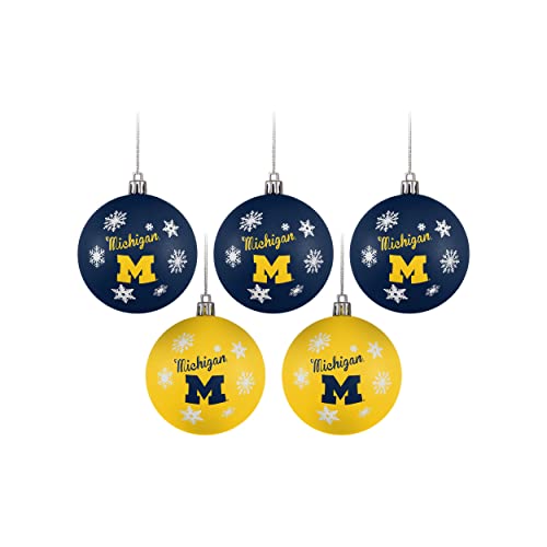 FOCO Michigan Wolverines NCAA 5 Pack Shatterproof Ball Ornament Set - 757 Sports Collectibles