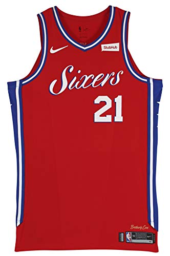 76ers Joel Embiid March 8, 2018 Game Used Red Road Nike Jersey NBA LOA - 757 Sports Collectibles