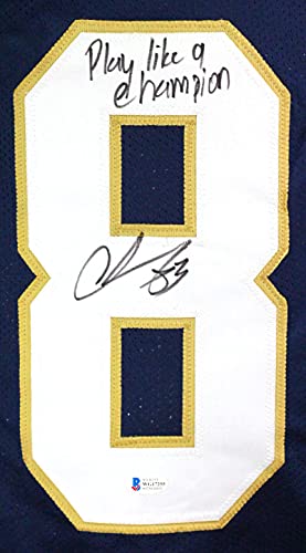 Chase Claypool Autographed Navy College Style Jersey w/PLACT- Beckett W Black - 757 Sports Collectibles