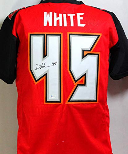 Devin White Autographed Red/Black Pro Style Jersey- Beckett Witnessed 4 - 757 Sports Collectibles