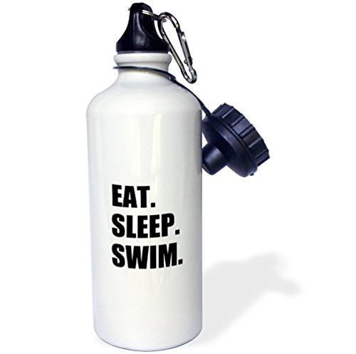 3dRose Eat Sleep Swimming Enthusiast-Swimmer Passion-Black Text Sports Water Bottle, 21oz, Multicolored - 757 Sports Collectibles