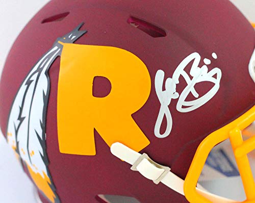 John Riggins Signed Washington AMP Speed Mini Helmet- Beckett W Auth Silver - 757 Sports Collectibles