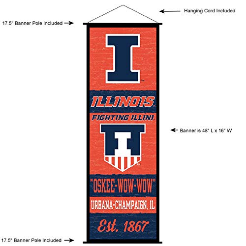 Illinois Fighting Illini Banner and Scroll Sign - 757 Sports Collectibles