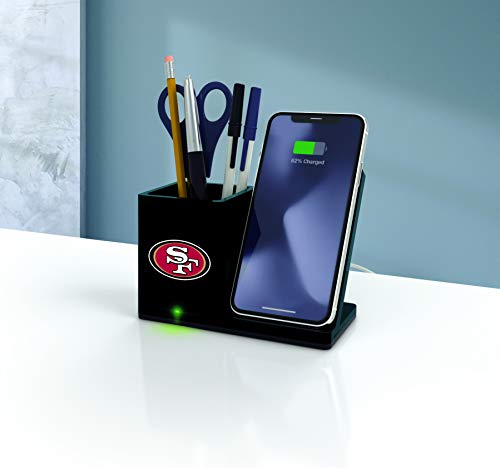 NFL San Francisco 49ers Wireless Charger and Desktop Organizer, Team Color - 757 Sports Collectibles