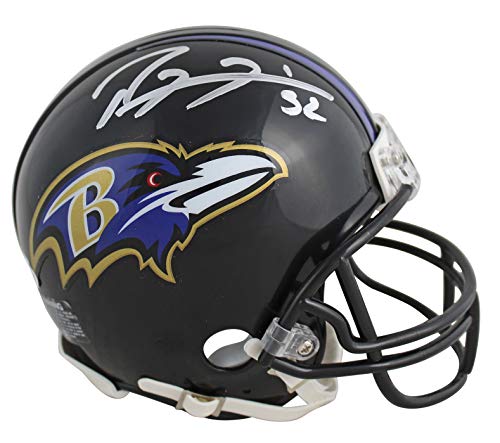 Ravens Ray Lewis Authentic Signed Rep Mini Helmet w/Silver Sig BAS Witnessed - 757 Sports Collectibles